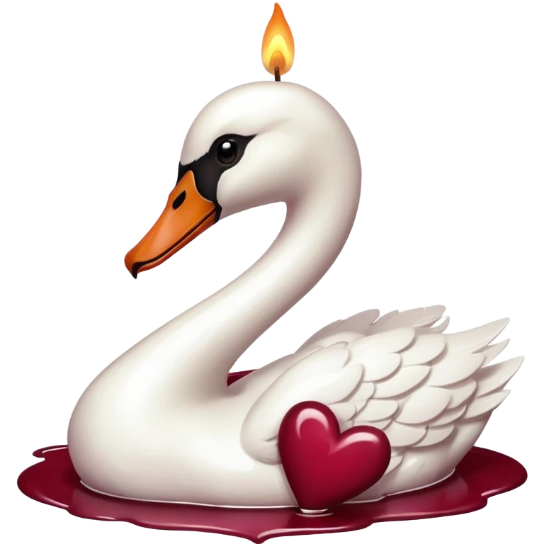 Maroon heart, swan , candle emoji
