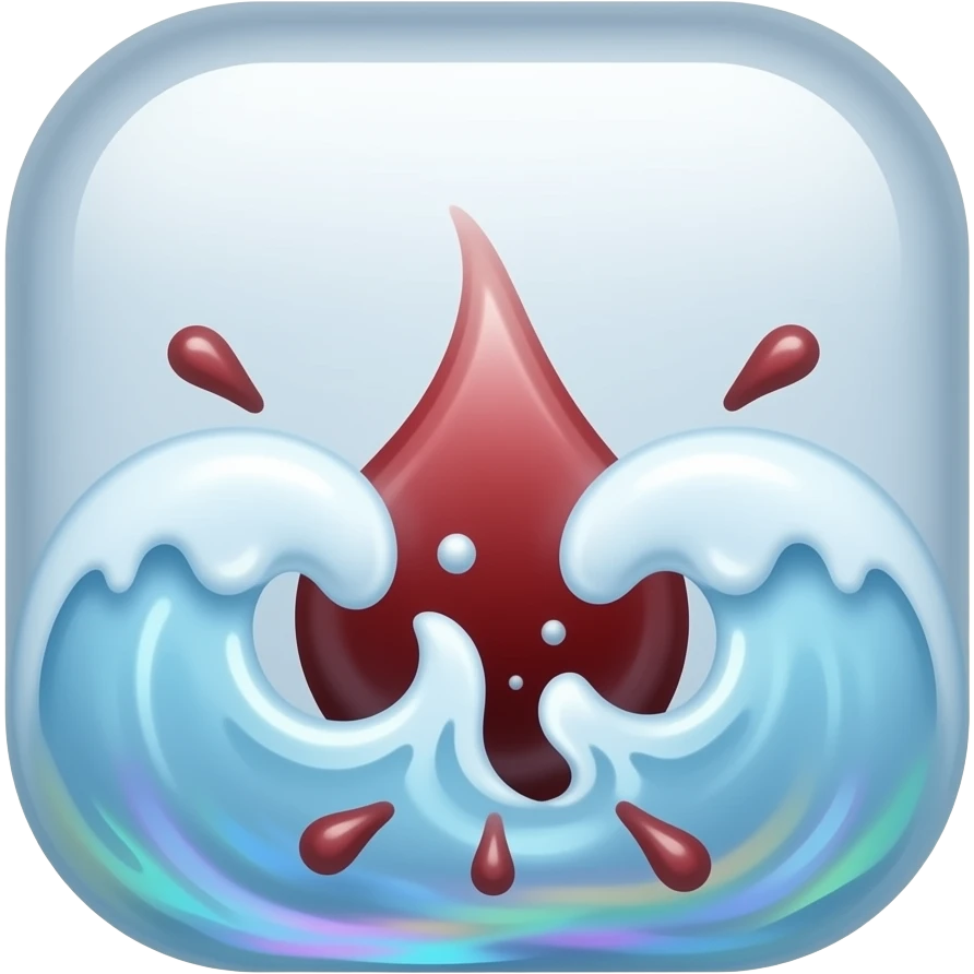 equal waves of magical water and waves of blood crashing into each other transparent icon to copy/paste emoji