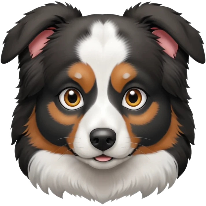 cute black and white Australian Shepherd face emoji