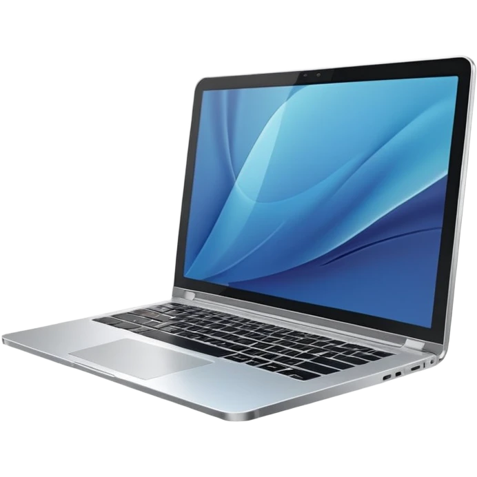 3D minimal icon of a premium silver or whity laptop with a clear #FF3D00 accent, clean, modern, high-end tech style. emoji
