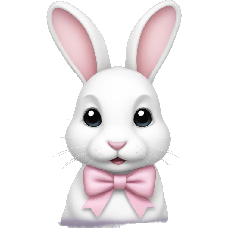 White rabbit with light pink bow emoji