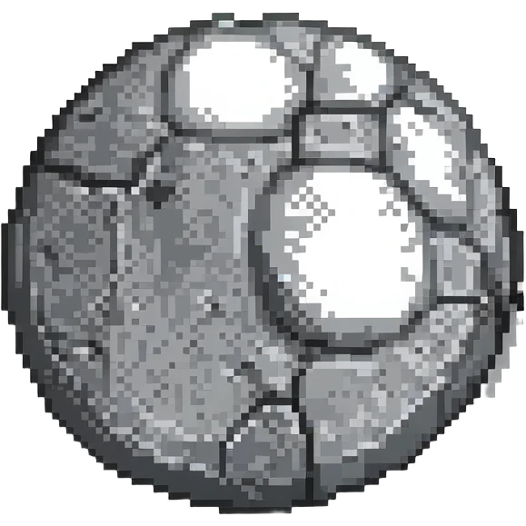 planet emoji, round, rocky gray, covered in pitted marks and rough patches emoji