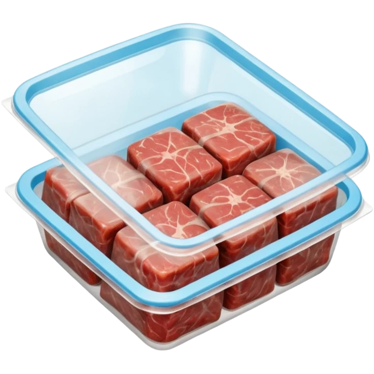 A 3D cartoon pack of minced meat wrapped in transparent plastic, supermarket-style packaging, top angleMemoji-style. emoji