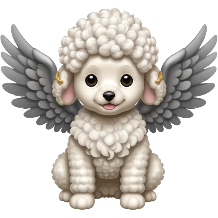 Perro french poodle mini blanco con Alas emoji