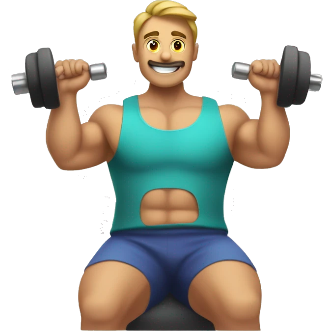 hombre con buen fisico entrenando en el gimnasio emoji