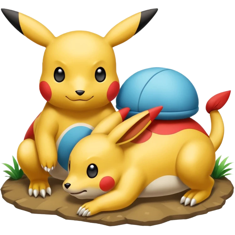 2 friendly pokemans one fell down and the other is helping the other get up  emoji