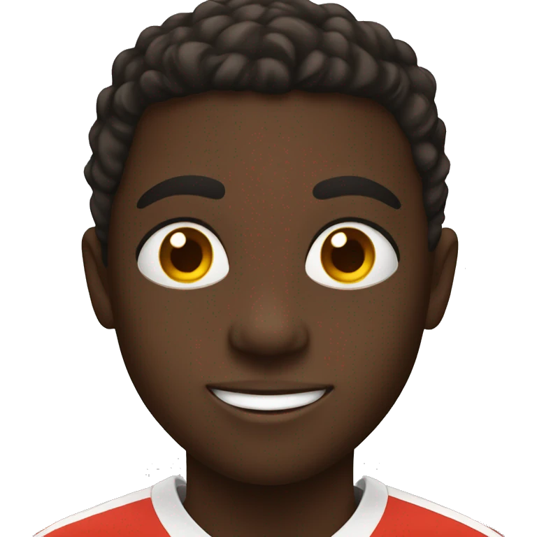 black boy, brown eyes, playing soccer emoji