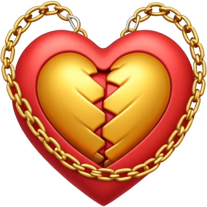Heart wrapped in glowing chains, pulling apart emoji