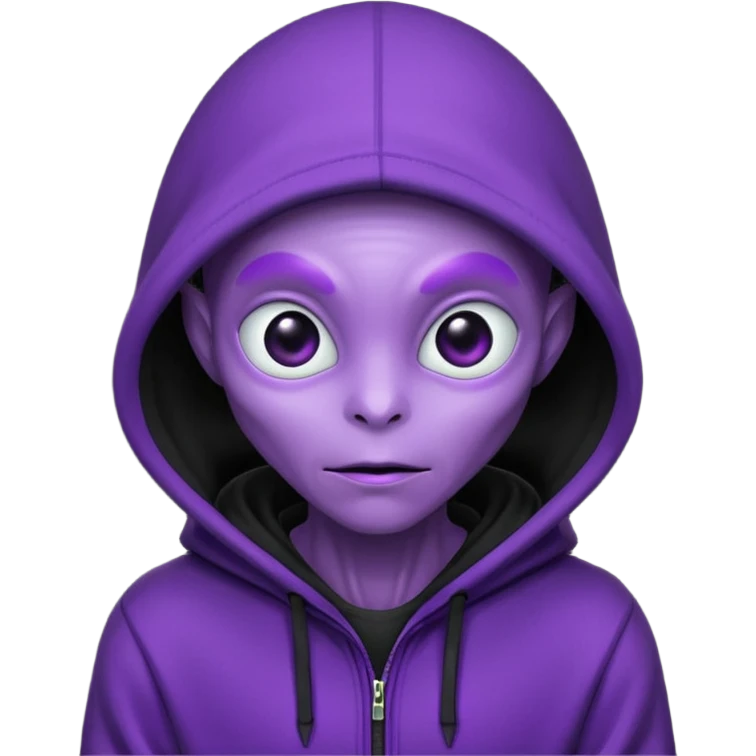 bright purple allien with black hoodie emoji