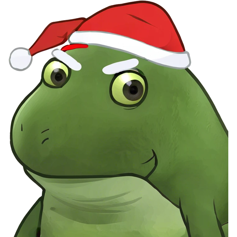 Turtle wearing a chsristmas hat emoji
