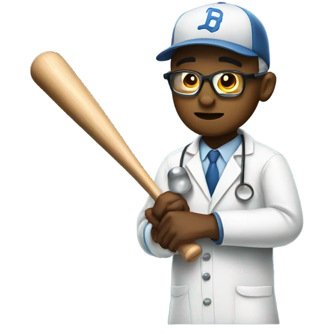 Scientist evaluating a baseball players swing emoji