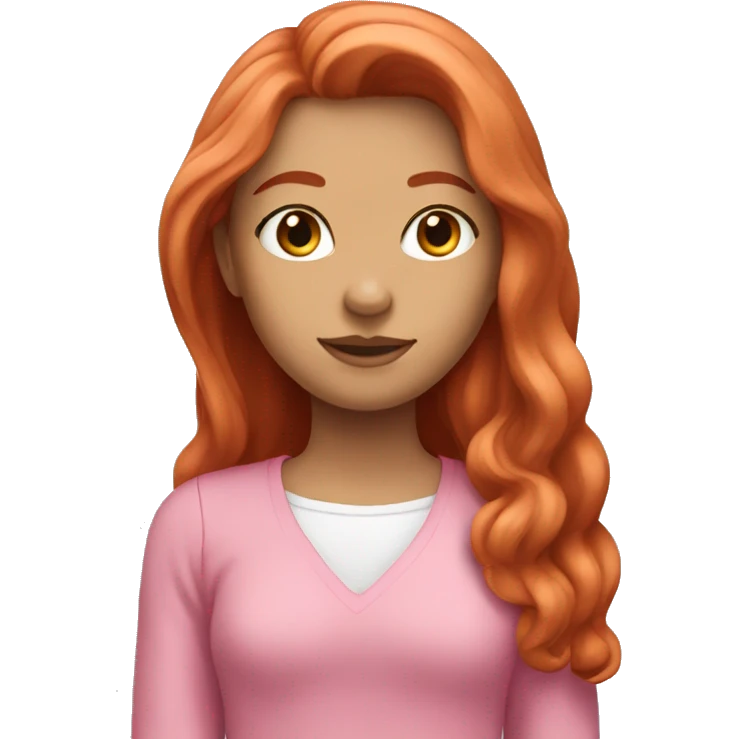 A red-haired girl with long hair in pink clothes emoji