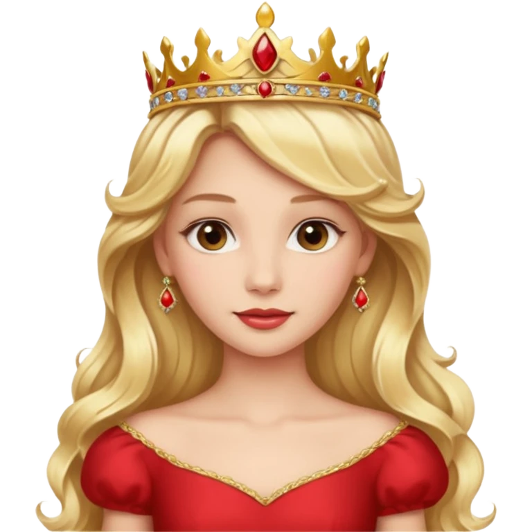 Princess in red Dress with gold Tiara, long wavy Blonde Hair emoji