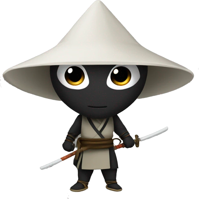 Ninja wearing conical hat emoji