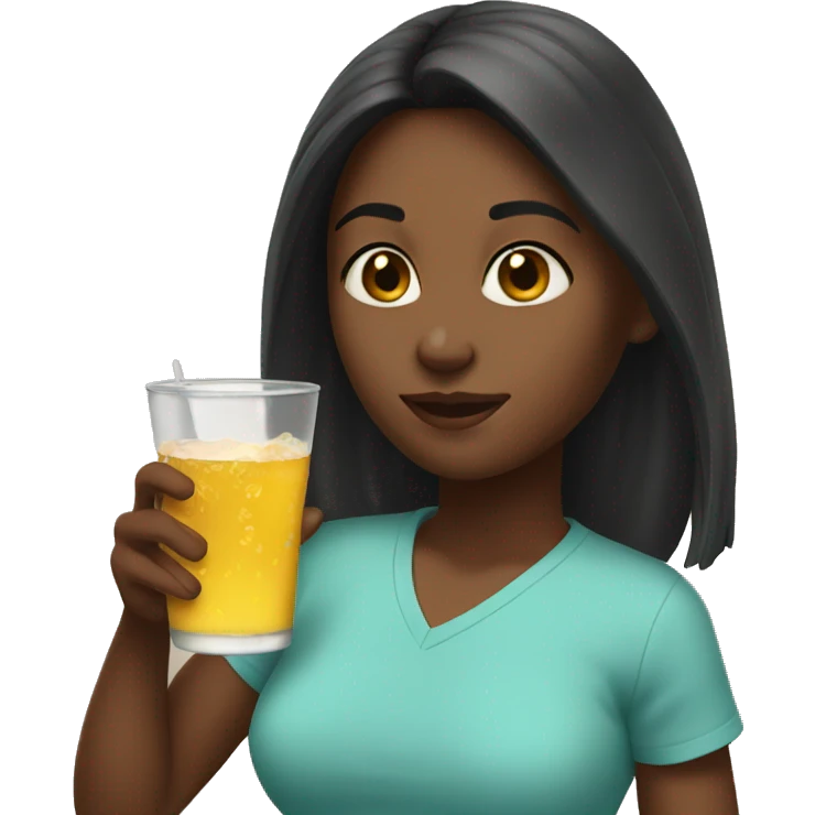 Girl drinking alani emoji