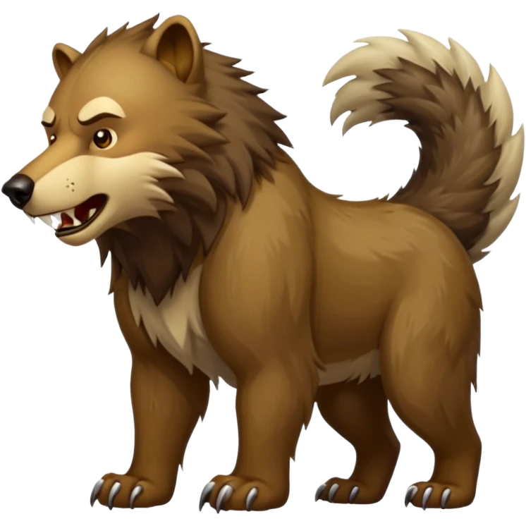 Sabertooth brown bear with a wolf’s tail emoji