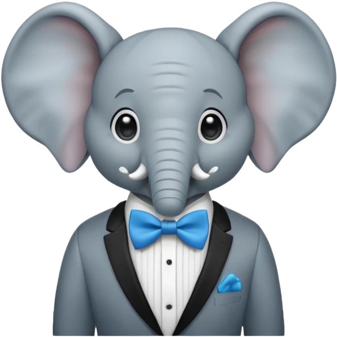 Elephant with a blue bow tie emoji
