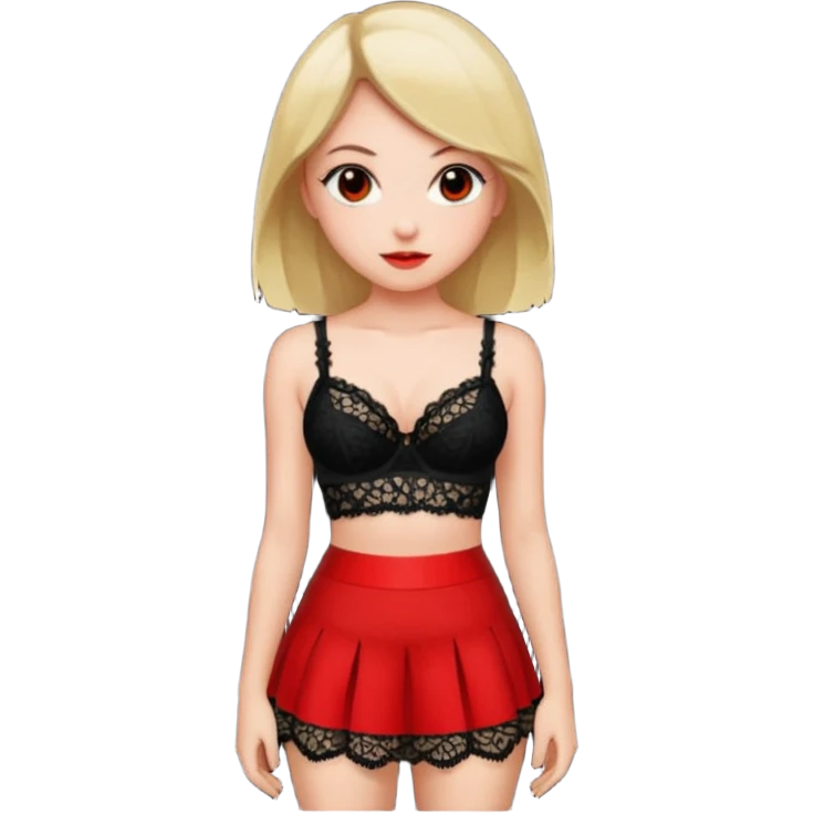 Girl with sexy bra and miny skart emoji