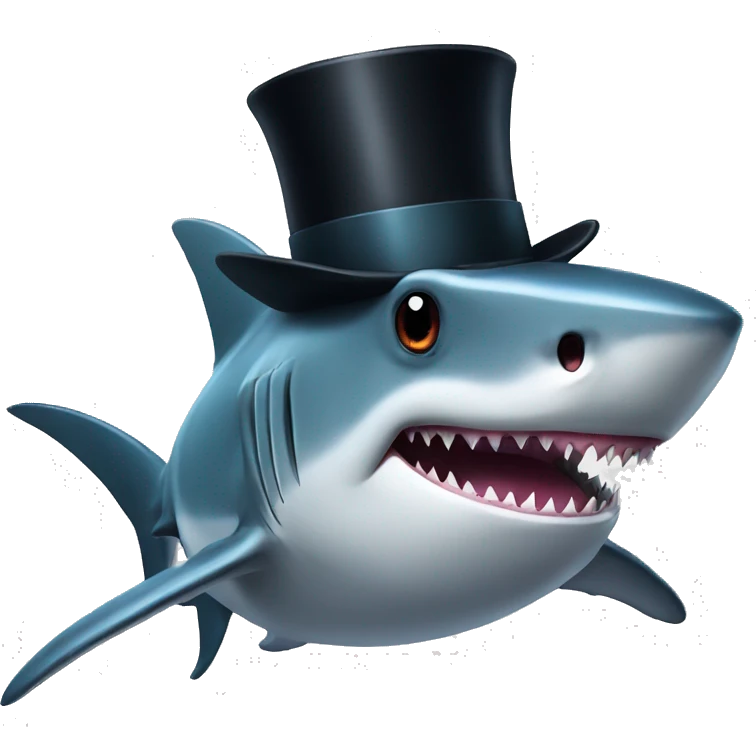 Shark with a top hat emoji