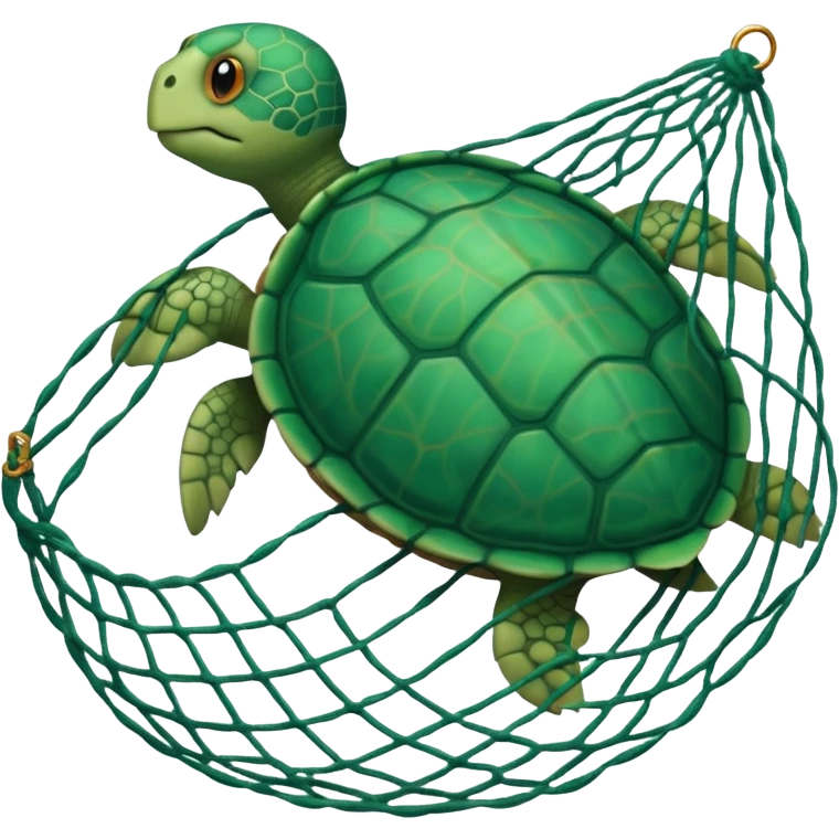 turtle stuck with fishing net emoji