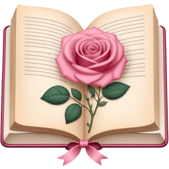Dust rose book with a silk ribbon bookmark emoji