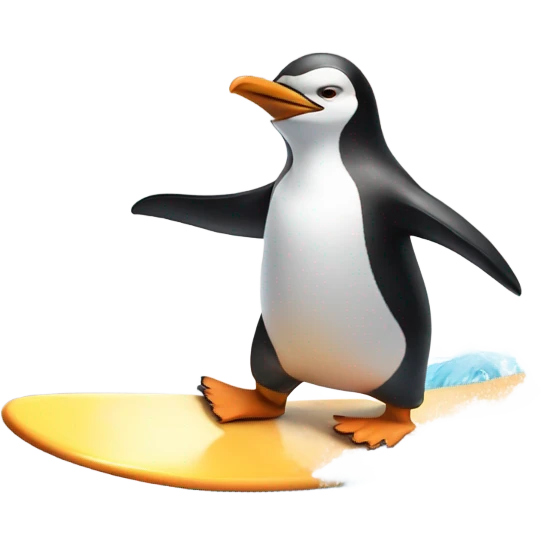 Penguin surfing emoji