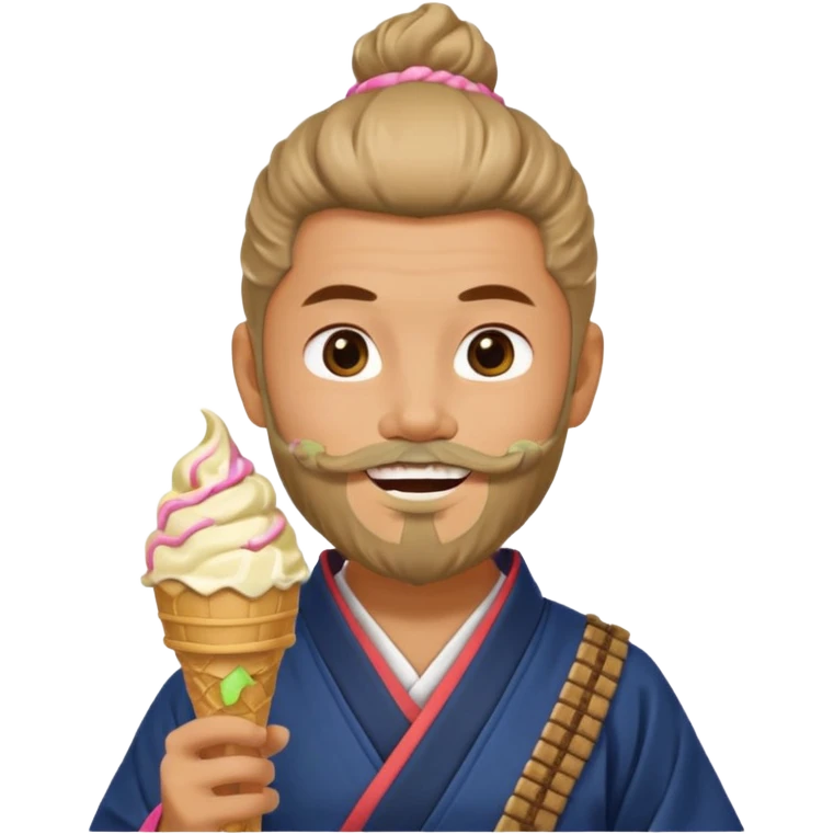 SAMURAI WITH EAT ICE CREAM BEARD GAY emoji
