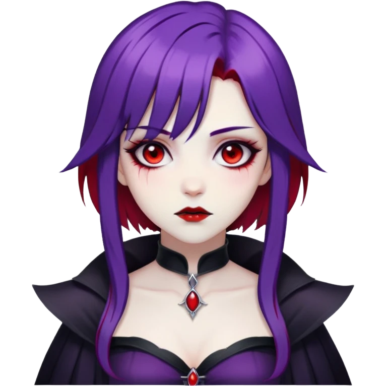 Beautiful ethereal Gorgeous Vampiric Edgy Anime Lady With Black red White Purple  emoji