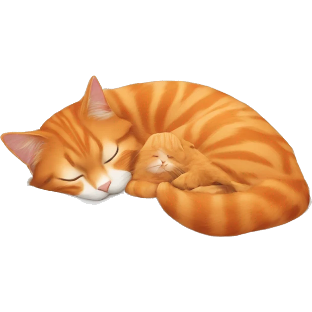 orange cat sleeping with long haired brunette girl emoji