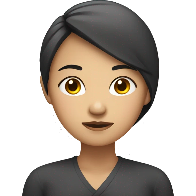 asian woman, arms crossed over her chest and blank expression emoji
