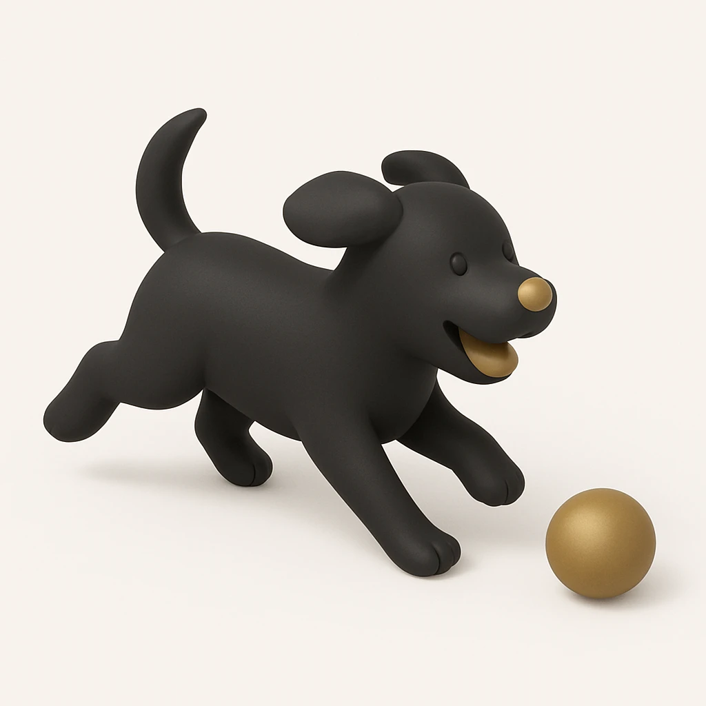 happy dog running after ball emoji