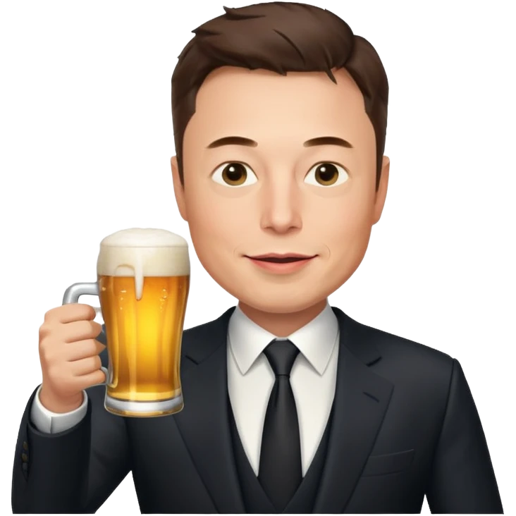 Elon Musk toasting with a beer emoji