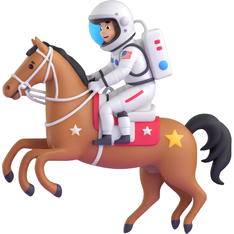 astronaut on horseback with stars in background emoji