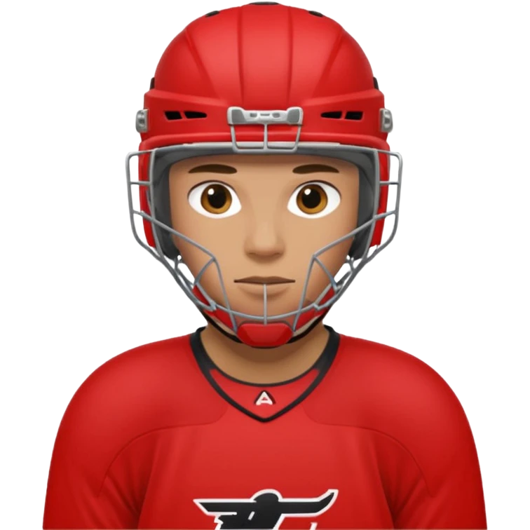 A hockey goalkeeper in red uniform emoji