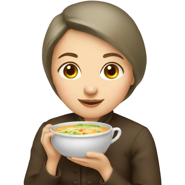 Russian lady holding soup emoji
