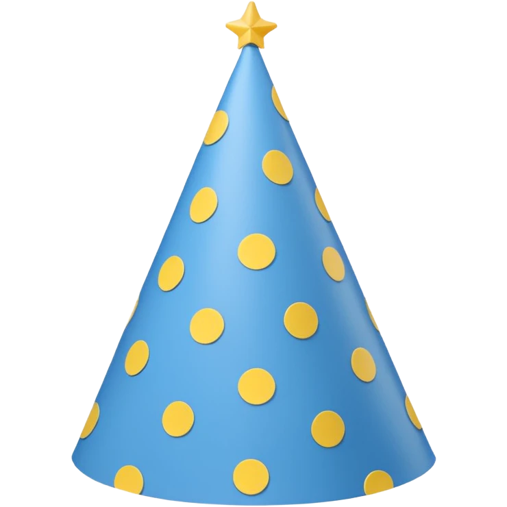 simple birthday hat, blue with yellow dots emoji