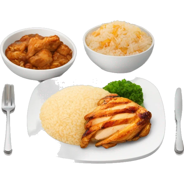 Plate, rice, grilled chicken  emoji