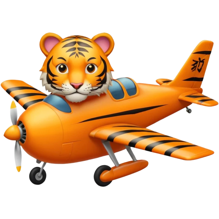 tiger flying on top of an airplane emoji