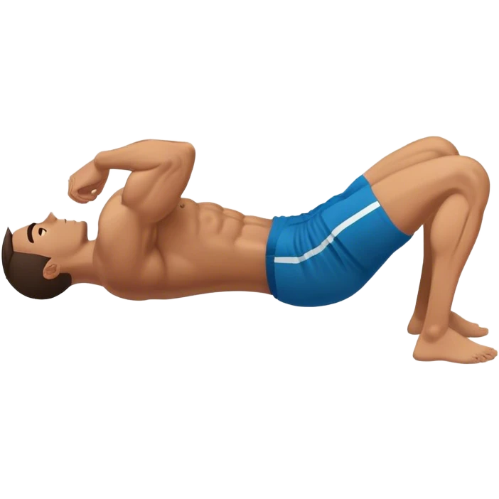 side-view of guy doing decline abdominal Crunches with sixpack emoji