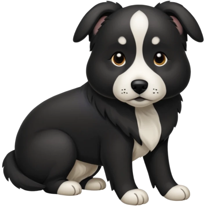 Chien noir avec poitrine et patte avant droite blanche emoji