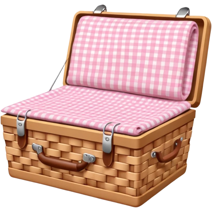 Picnic Basket With Light Pink Gingham Blanket emoji
