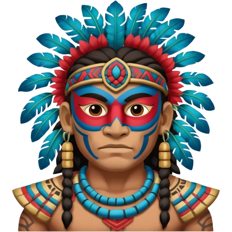 face full maya masked tradational mayan warrior half boudy emoji
