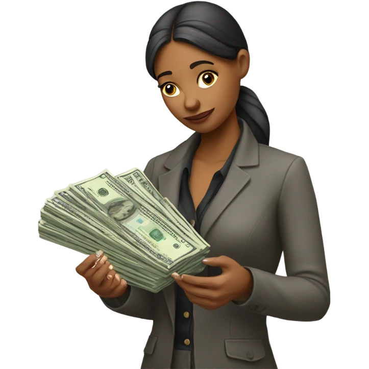 Woman counting dollara emoji