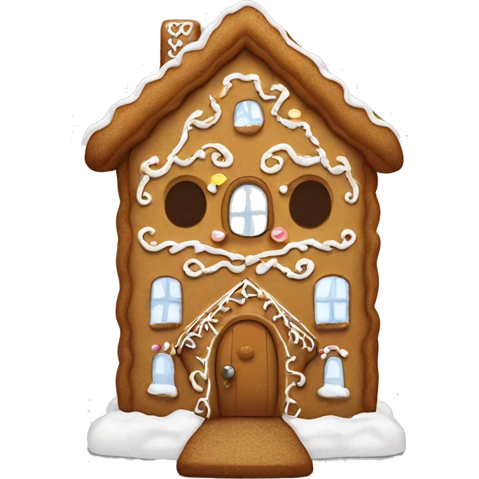 Gingerbreadhouse with eyes and smile emoji