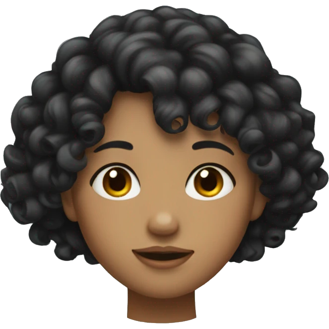 girl with curly black colored hair and bangs emoji
