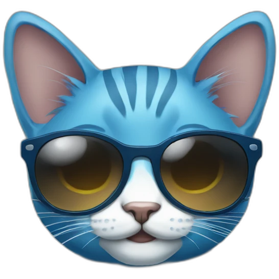 a blue kawaï cat round ears wearing sunglasses emoji