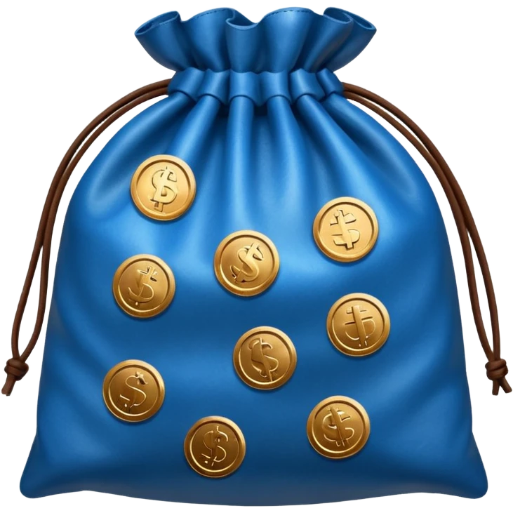 blue coins inside brown money bag emoji