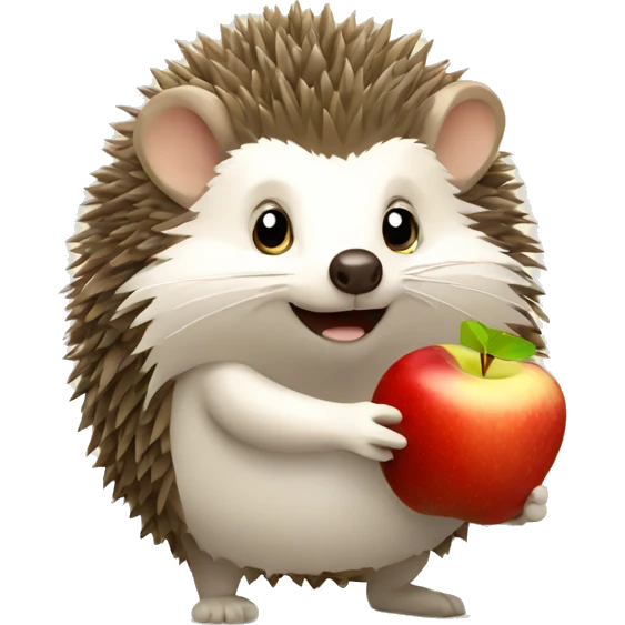hedgehog with an apple emoji
