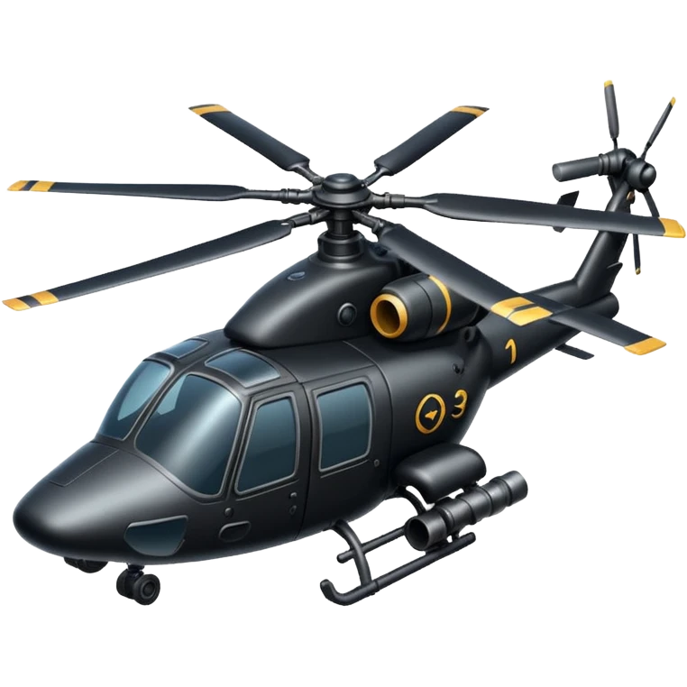 black battle helicopter with cannon emoji