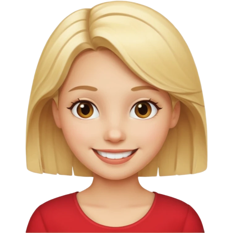blonde girl with a smile emoji